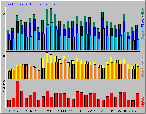 Daily usage for January 2005
