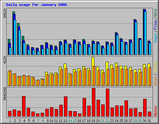 Daily usage for January 2006