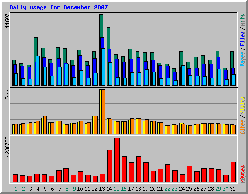 Daily usage for December 2007