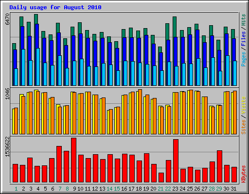 Daily usage for August 2010