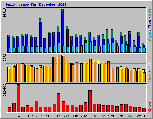 Daily usage for December 2019