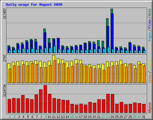 Daily usage for August 2020