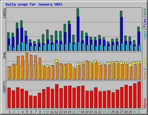 Daily usage for January 2021