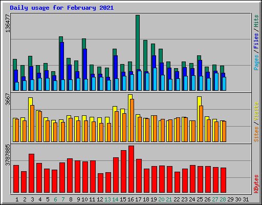 Daily usage for February 2021