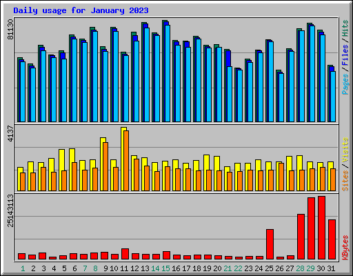 Daily usage for January 2023