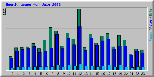 Hourly usage for July 2002