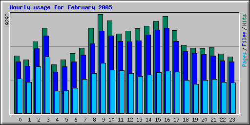 Hourly usage for February 2005