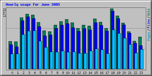 Hourly usage for June 2005