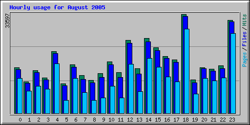 Hourly usage for August 2005