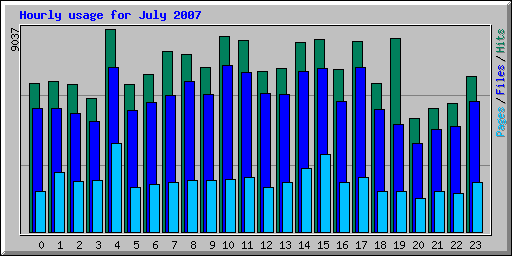 Hourly usage for July 2007