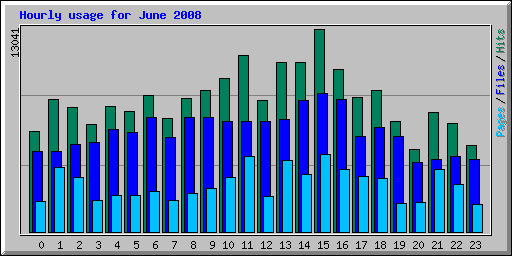 Hourly usage for June 2008