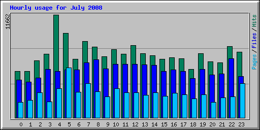 Hourly usage for July 2008