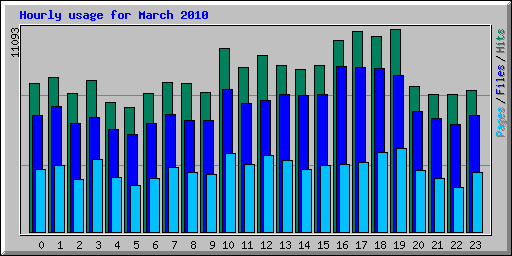Hourly usage for March 2010