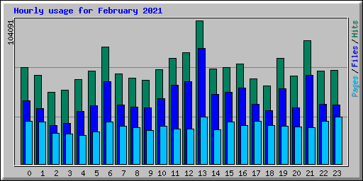 Hourly usage for February 2021